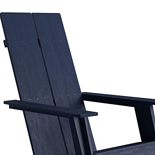 EMMA + OLIVER Set of 4 Navy Modern Dual Slat Back Adirondack Chairs