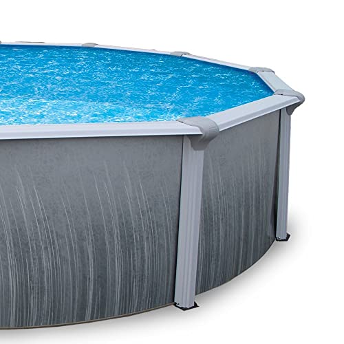 Blue Wave Martinique 15-Ft Round 52-Inch Deep Metal Wall Pool Package Metallic