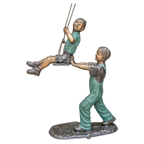 Design Toscano Swinging Children Cast Bronze Garden Statue 50 Inch Two Tone Bronze & Verdigris