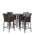 Great Deal Furniture Callum Outdoor Wicker 5-Pc Bar Table Set Multibrown