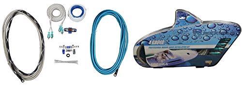 KICKER Waterproof Speakers Bundle with Marine RCA Cable, Amp Wire Kit & Mic White