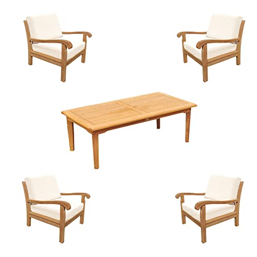 WholesaleTeak Napa 5 Pc Lounge Chair Set with Cushions in Canvas Natural