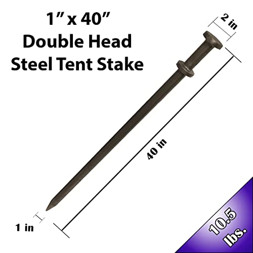 Moose Supply Double Head Heavy Duty Steel Tent Stakes 40 Inch 50-Pack