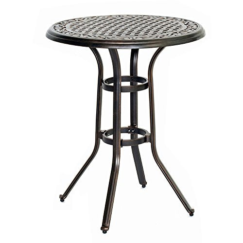 Hanover Manor 3-Piece Outdoor Dining Set with Sling Swivel Rockers and Bistro Table Tan/Bronze