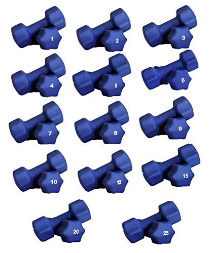 Ader Sporting Goods Neoprene Dumbbell Set Blue 1-25LB (14 Pairs)