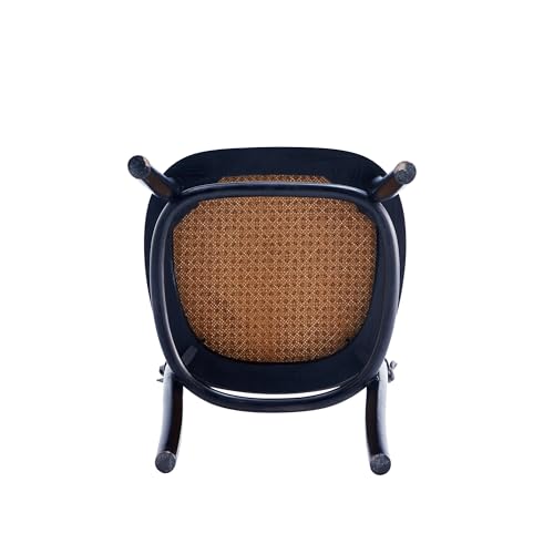 Manhattan Comfort Paragon Rattan Wicker Cane Side Outdoor Dining Chair Set of 4 with Grey Cushions