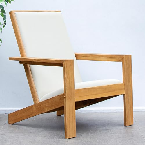 Cambridge Casual Napa Teak Wood Outdoor Adirondack Chair with Quick-Dry Cushion Natural Teak / Textiline Tan
