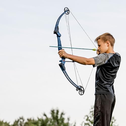 GENESIS Archery Compound Bow Adjustable Draw Length 15"-30" & Weight 10-20 lbs Right-Handed Blue