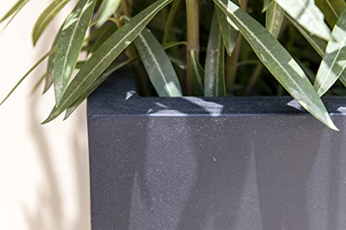 Pottery Pots Block XL Fiberstone Planter Extra Large 24 Inch Tall Black