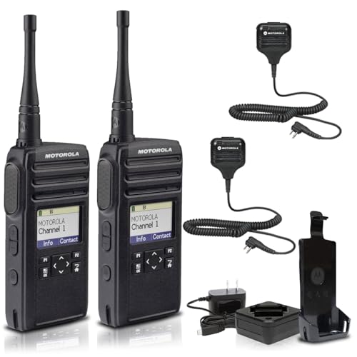Motorola Solutions DTR700 Digital 2-Way Radio with 2 x HKLN4606 Remote Speaker Mic