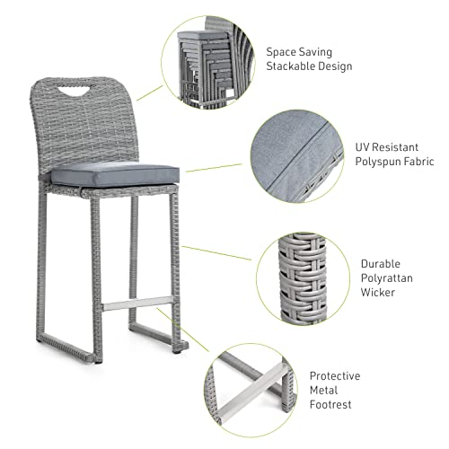 Greemotion USA Cyprus 6-Piece PE Wicker Outdoor Chairs with Cushions Grey