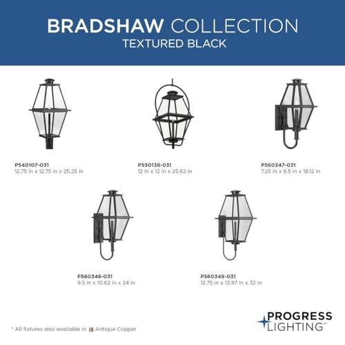 Progress Lighting Bradshaw Collection One-Light Outdoor Post Lantern Textured Black