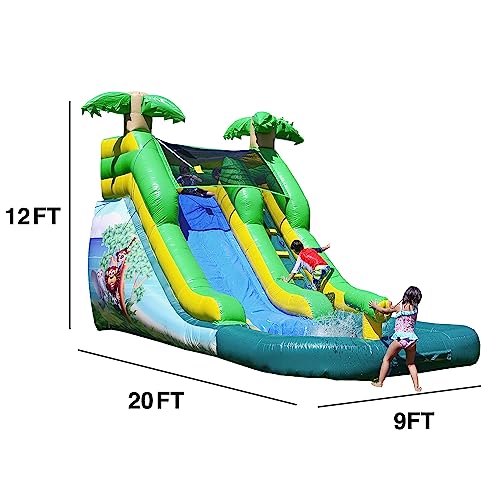 JumpOrange 12' Safari Inflatable Water Slide with Pool and Blower