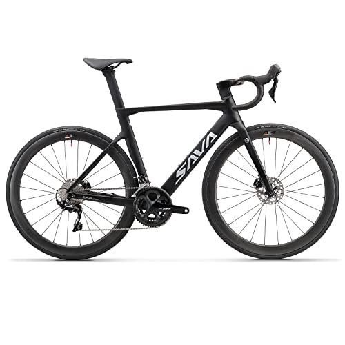 SAVADECK Carbon Road Bike T800 Carbon Fiber Frame 700C Racing Bicycle Shimano 105 R7000 22 Speed Groupset Mechanical Disc Brake Black White