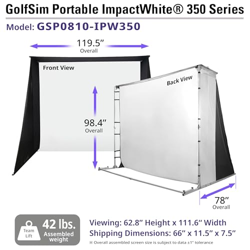 Elite Screens Golf Simulator Impact Screen 8x10 ft GolfSim Portable ImpactWhite 350