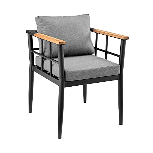 Armen Living Beowulf Modern Outdoor Patio Dining Set, 7 Piece, Black