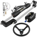 VEVOR Hydraulic Outboard Steering Kit 300HP with Helm Pump and Steering Wheel Black