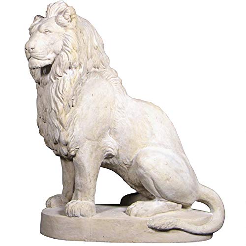 Design Toscano Stately Chateau Lion Sentinel Garden Statue Right Antique Stone Finish