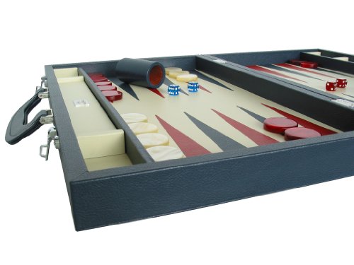 Zaza & Sacci 23-Inch Leather Backgammon Set Large Blue