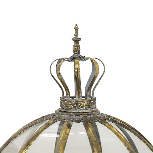 Zaer Ltd. Set of 3 Glass Dome Terrariums with Iron Stands Frosted Gold