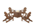 Trex Outdoor Furniture 5-Piece Monterey Bay Folding Adirondack Conversation Set with Fire Pit Table Tree House
