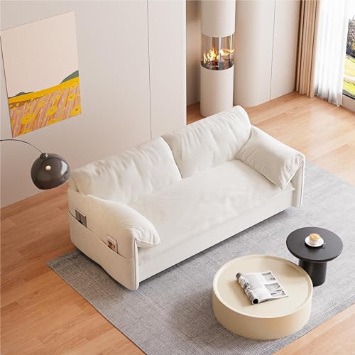 KEIKI 63.8" Queen Convertible Sofa Bed with Storage Beige