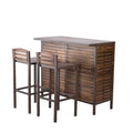 Noble House Leni Indoor Bar Set with Rustic Metal Accents Dark Brown