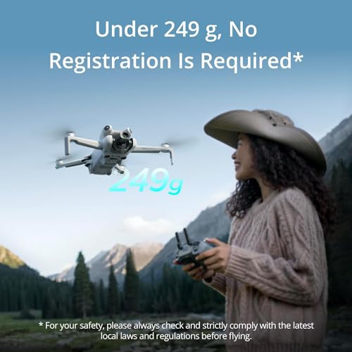 DJI Mini 4 Pro Folding Drone Fly More Combo Plus with RC 2 Remote, 4K HDR Camera, Under 249g, 3 Batteries, Hard Case & Lens Bundle