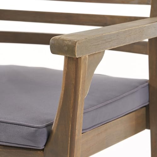 Christopher Knight Home Atlantic Outdoor Acacia Wood and Iron 9 Piece Dining Set Gray Black Dark Gray