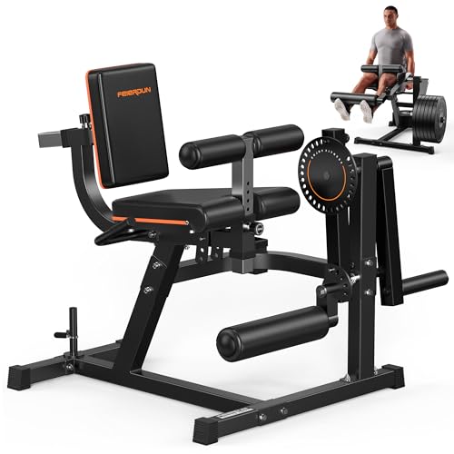 FEIERDUN 3-in-1 Adjustable Leg Extension and Curl Machine Black and Orange