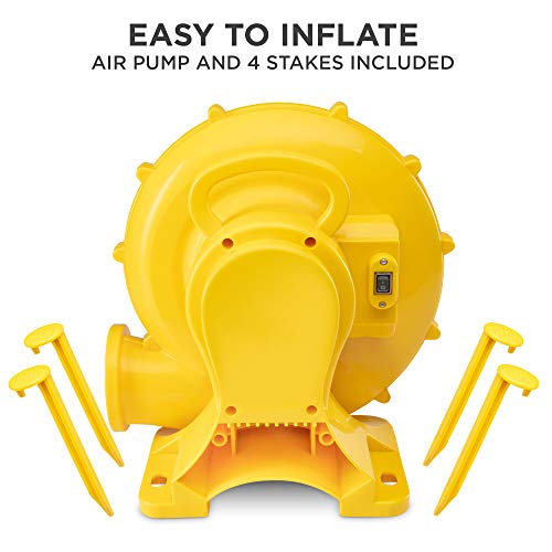 SUNNY & FUN 2-in-1 Inflatable Water Slide Park with Climbing Wall, Slide, Bouncer & Splash Pool Blue/Red