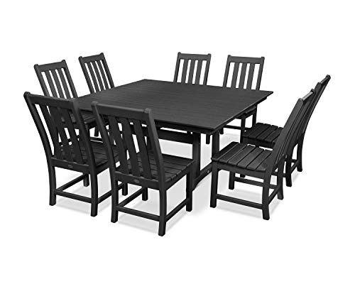 Polywood Vineyard 9-Piece Farmhouse Dining Set Black