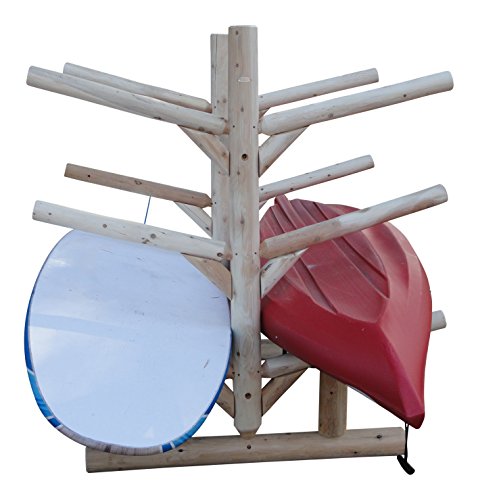 Log Kayak Rack 6 Place Freestanding Kayak and SUP Storage Rack Unfinished
