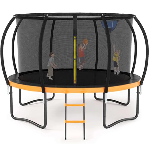 Liyarya Outdoor Trampoline with Basketball Hoop Orange