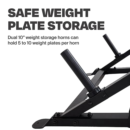 CENTR Half Rack - 7 Gauge Steel Squat Rack with J-Hooks, Pull Up Bar & Weight Storage - Matte Black