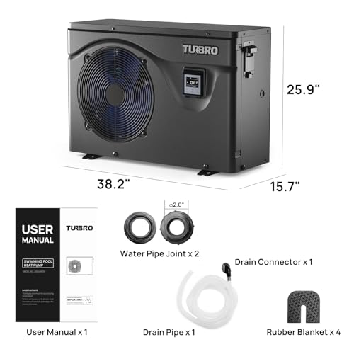 TURBRO Beluga Series 50,000 BTU Pool Heat Pump WiFi Timer Black
