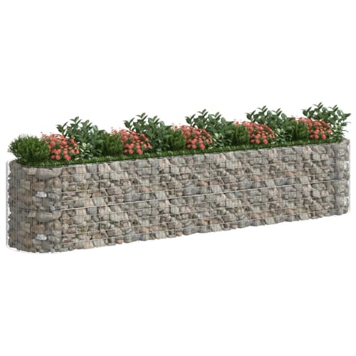 Gabion Raised Bed Galvanized Iron 196.9"x39.4"x39.4" for Outdoor Plants White/Black/Other