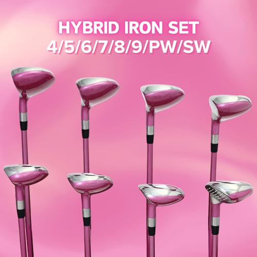 Majek Pink Petite Senior Ladies Golf Hybrids Irons Set