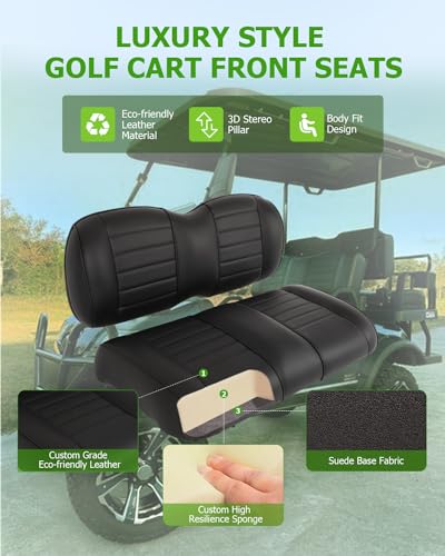 SCITOO Golf Cart Seat Cushion for EZGO RXV Front Seat - Black
