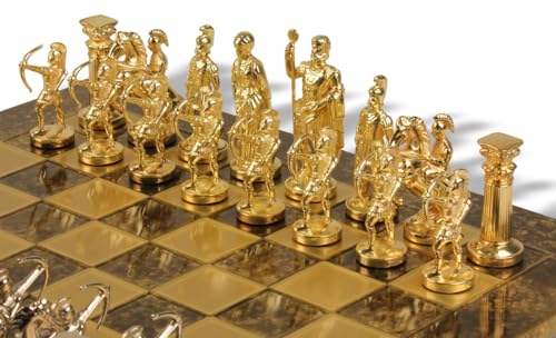 The Chess Store Archers Theme Chess Set Bronze & Blue Copper Pieces Brown Board