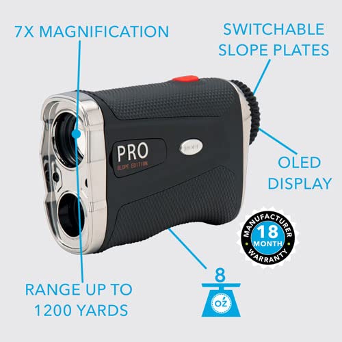 TGW Pro OLED Display Laser Golf Rangefinder with Slope & Pin Validation Black