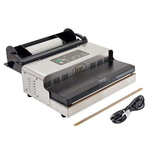 LEM MaxVac 1000 Stainless Steel Vacuum Sealer with Bag Holder and Cutter Silver and Black
