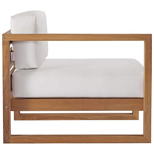 Modway Upland Patio Teak Wood 2-Piece Sectional Sofa Loveseat Natural White