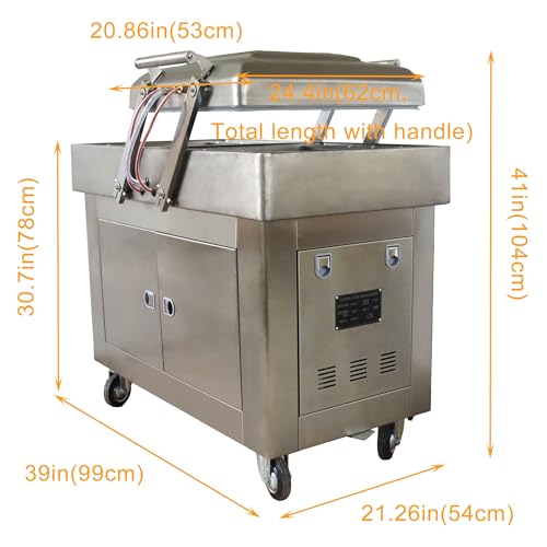 WYDDDARY Double Chamber Vacuum Sealer 900W Heavy Duty Stainless Steel 15.7 Inch for Meats, Vegetables, Fruits