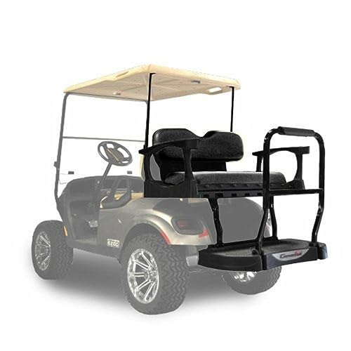 MADJAX Genesis 300 Aluminum Golf Cart Rear Flip Seat Kit for EZGO TXT Black