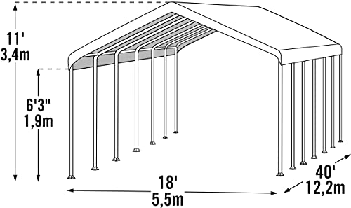 ShelterLogic 18' x 40' SuperMax Heavy Duty Steel Frame Canopy White