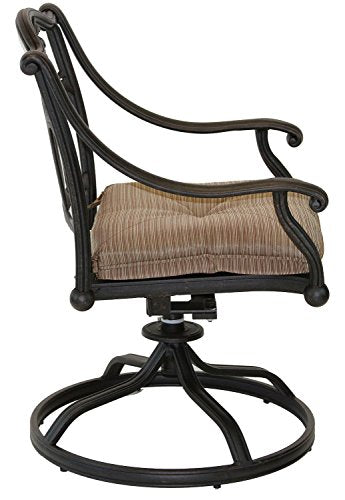 Patio Land Palm Tree Outdoor Patio Swivel Rocker Dining Chairs Dark Bronze