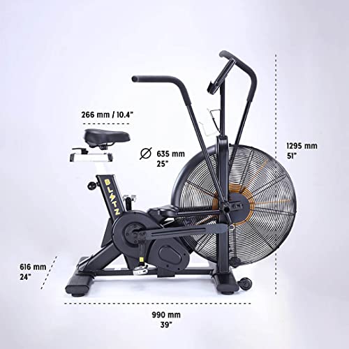Bells of Steel Stationary Blitz Air Bike Exercise Bike - Belt Driven with Phone and Bottle Holder - 25-in Fan Diameter