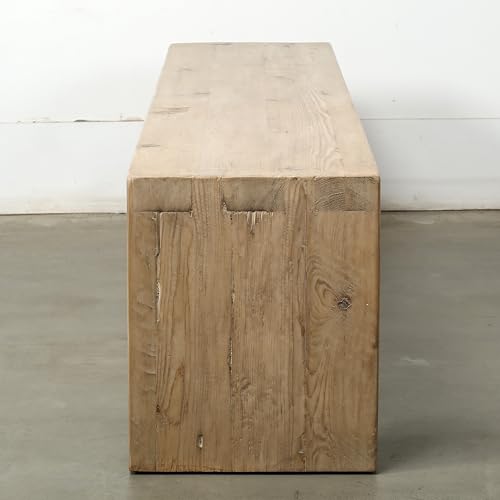 Artissance 70 Inches Waterfall Bench Reclaimed Pinewood Whitewash