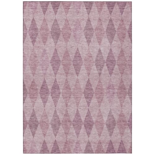 HomeRoots 9' x 12' Blush Geometric Washable Non-Skid Indoor Outdoor Area Rug Blush